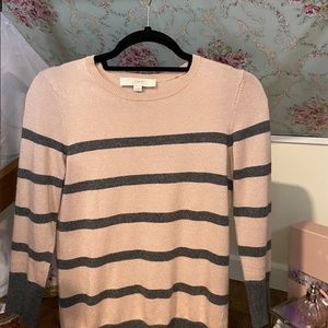 LOFT Tan & Grey Striped Sweater